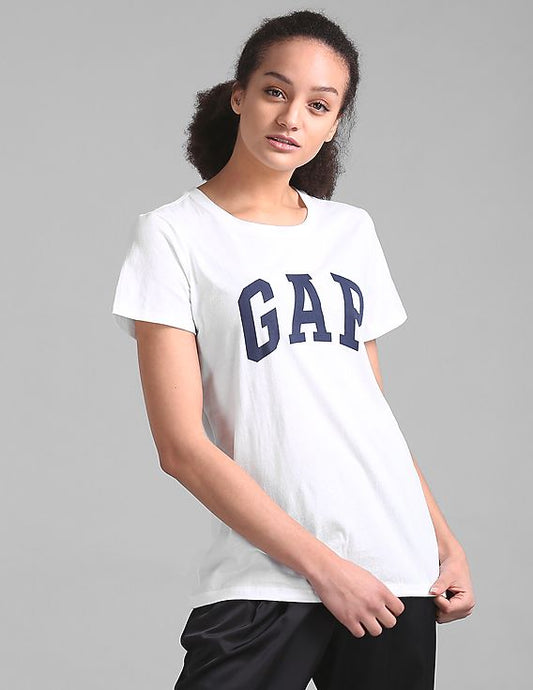 Gap White Logo Short Sleeve Crewneck T-Shirt