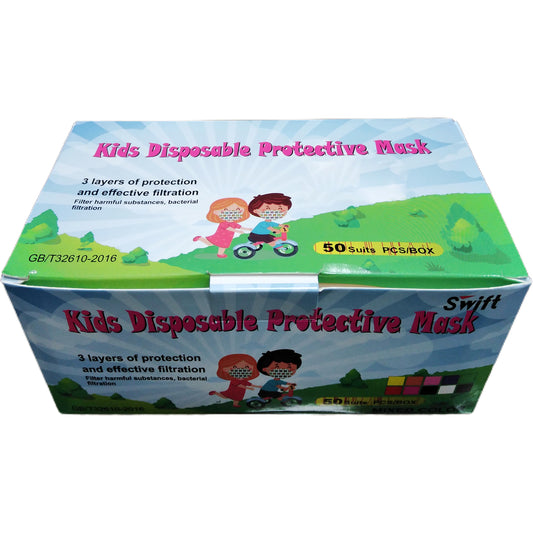 Swift Kids' Disposable Protective Mask, 5 Colours , 50 Pcs/Box