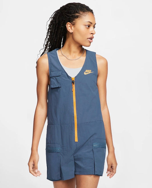 Women's Nike Sportswear Icon Clash Romper M Blue Orange Gym Casual Outdoor Rare - S