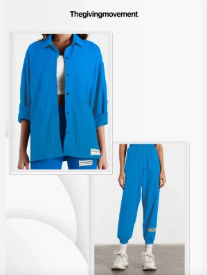 Light Blue Set With Wide Leg Pants Unisex