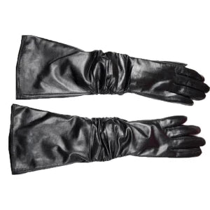 Elegant-black leather long gloves