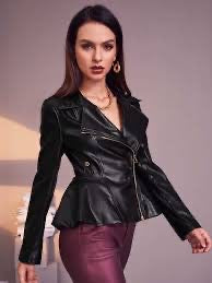 Black leather jacket-shein  - M