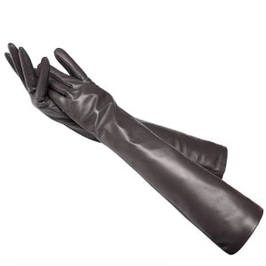 Elegant -brown long leather gloves