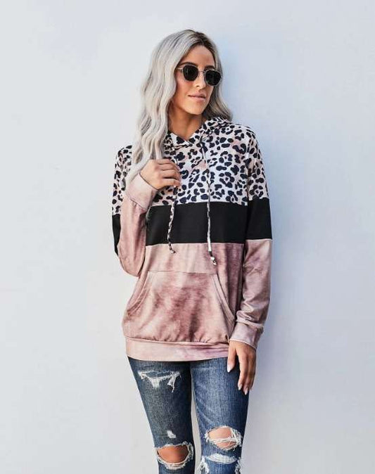 Shein Contrast Panel Kangaroo Pocket Drawstring Hoodie - M