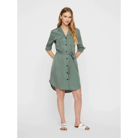 VERO MODA : Selina Long Sleeve Short Shirt Dress Cowhide - 40