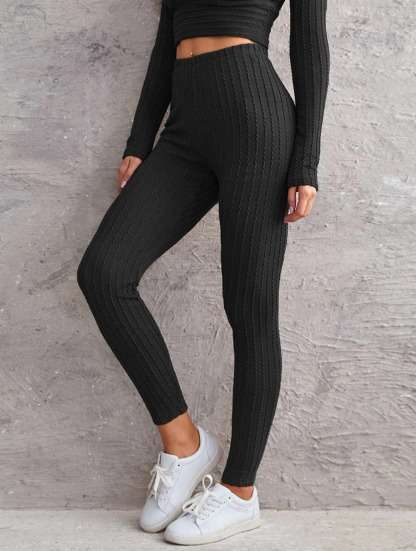 SHEIN Solid Cable Knit Leggings - L