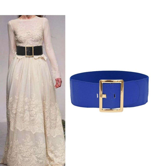 Women’s stretch belt  vintage style stretch buckle waist belt for blue