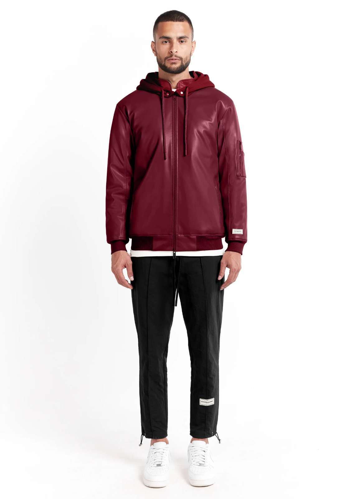 TGM Maroon Pleather Bomber Jacket (Unisex)