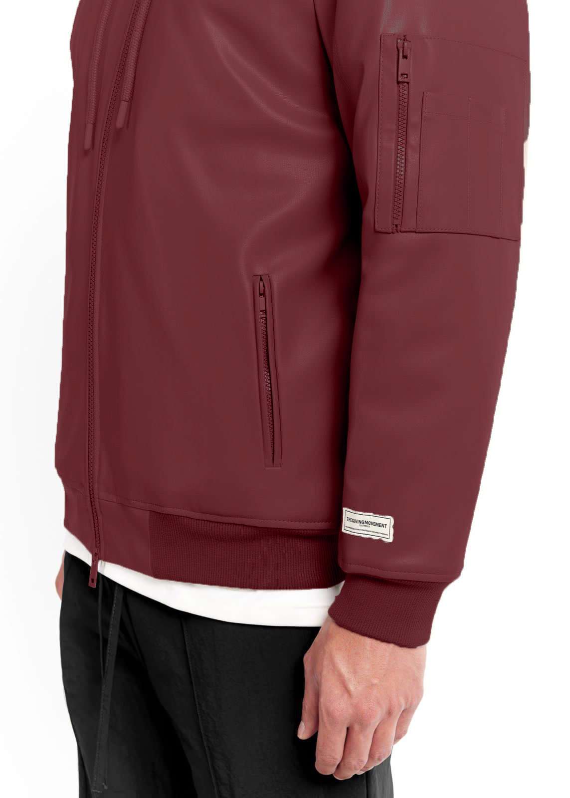 TGM Maroon Pleather Bomber Jacket (Unisex)