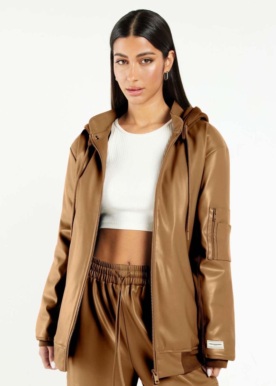 TGM Camel Pleather Bomber Jacket (Unisex)