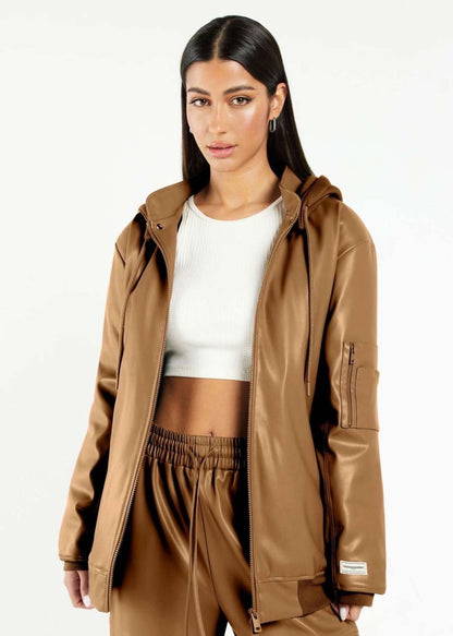 TGM Camel Pleather Bomber Jacket (Unisex)