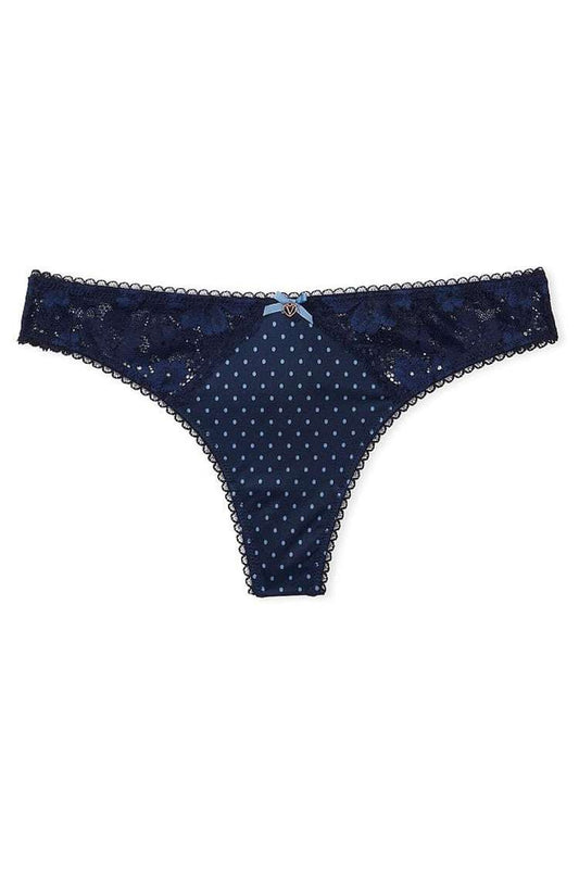 Victoria's Secret Noir Navy Blue Dot Print Smooth Thong - XS