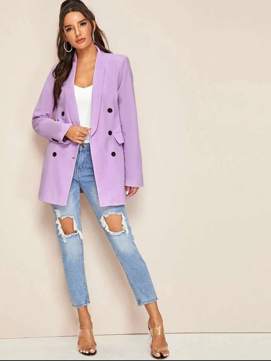 SheIn Shawl Neck Double Button Blazer - M